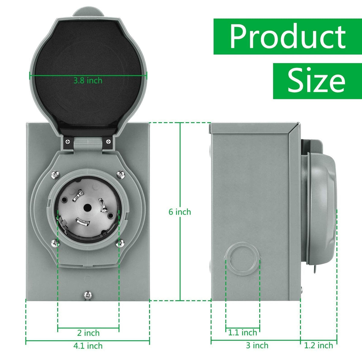 Rundik NEMA SS2-50P 50A Generator Power Inlet Box